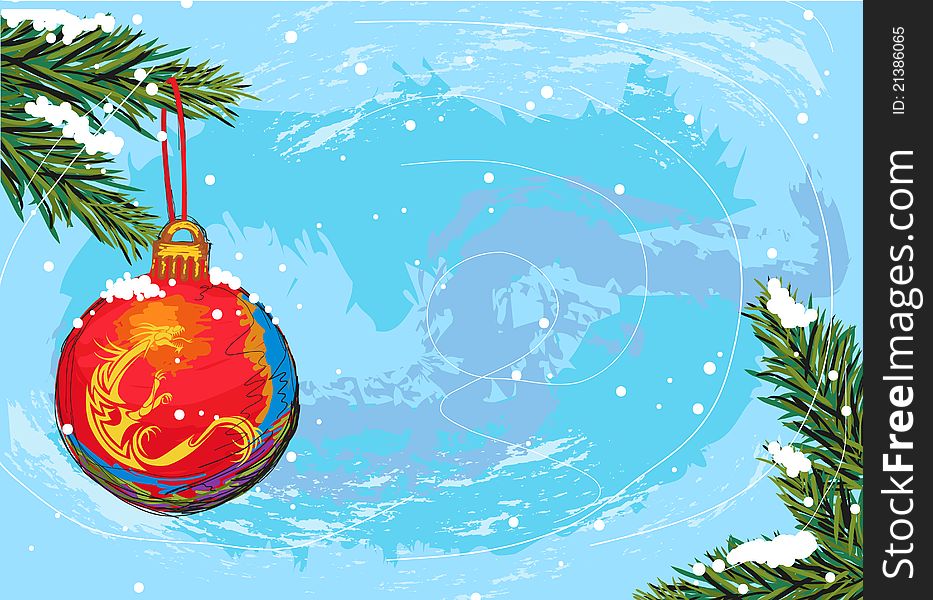 Hand drawn illustration of beautiful christmas background, elements are grouped, easy to edit