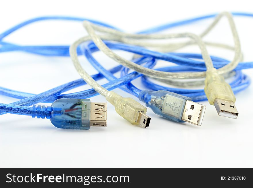 Various USB Cable Isolated On White