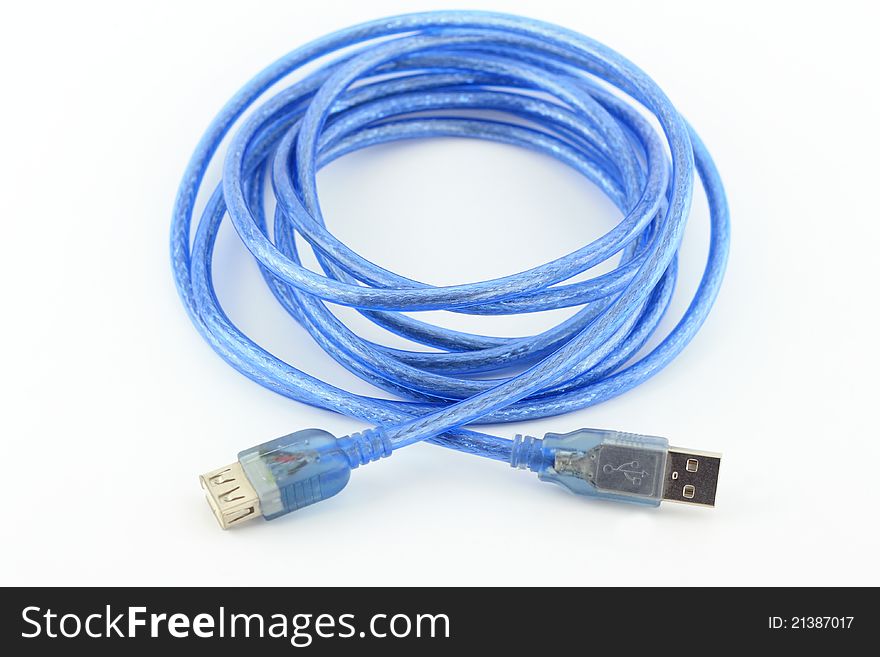 An USB cable isolated on white , ready to use