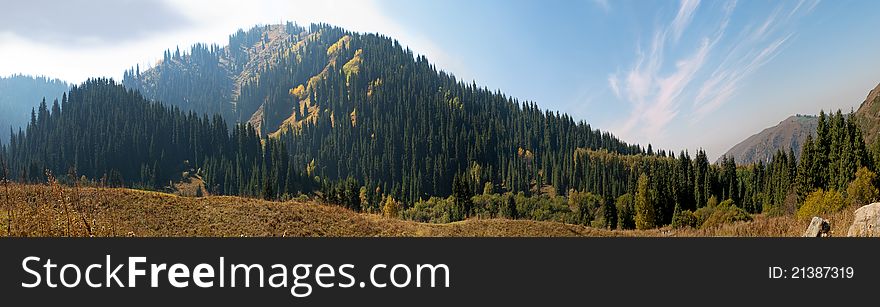 Panorama view of beautiful mountains landscape in alps. Panorama view of beautiful mountains landscape in alps