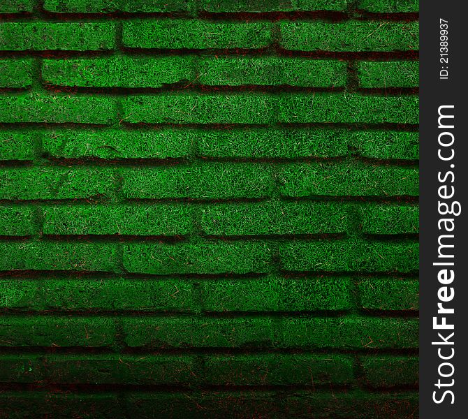 The Green brick wall background