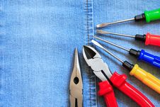 Free Tools On Denim Royalty Free Stock Photography - 21399207