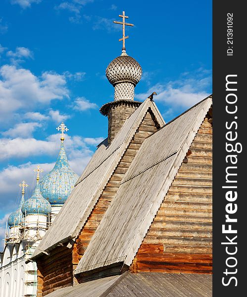 Domes and crosses in Kremlin of of Suzdal