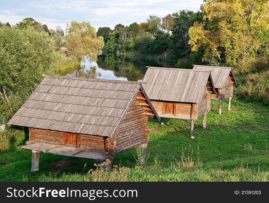 Barns On Stilts In Suzdal, Russia