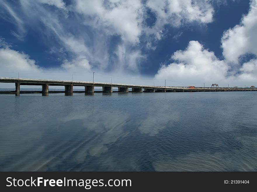 Bridge over the backwaters, Kerala, South India. Bridge over the backwaters, Kerala, South India