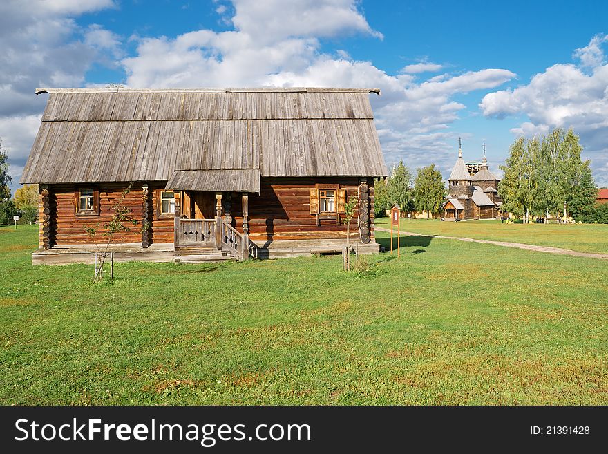 The traditional russian house in the Museum of Wooden Masterpieces in the anciet town of Suzdal