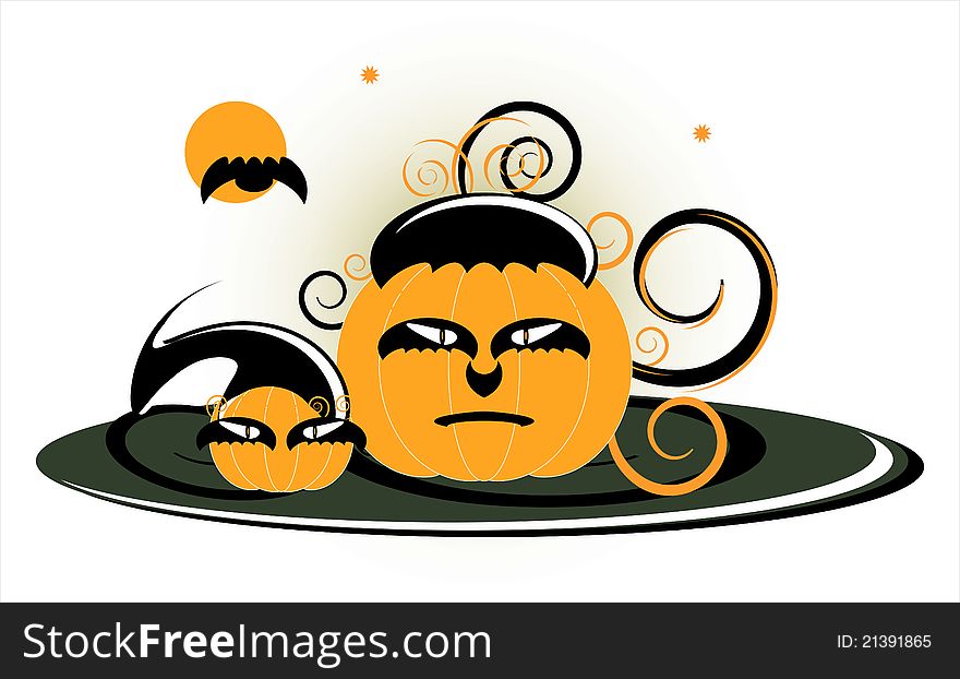 Two pumpkin in day of halloween