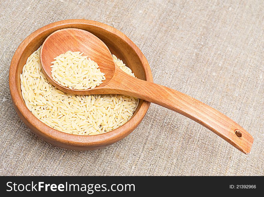 Rice in wooden plate