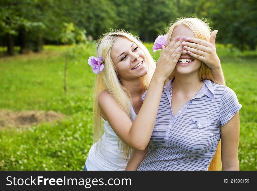 Two attractive sisters displaying the love of family. Two attractive sisters displaying the love of family