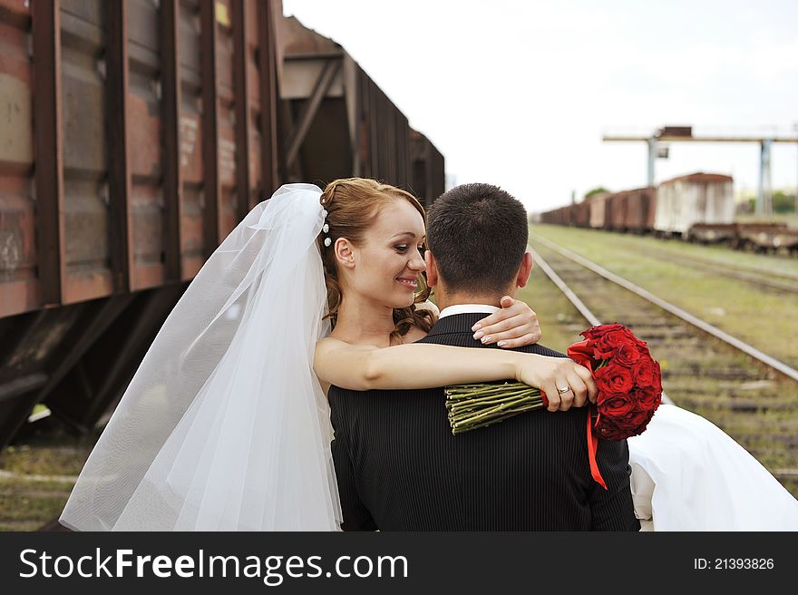 Bride And Groom Walking