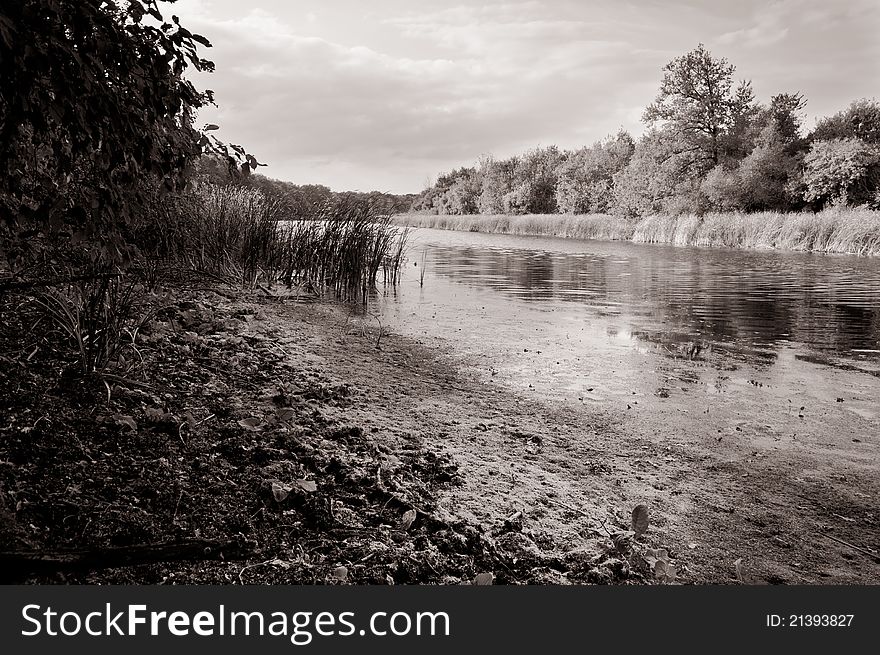 Autumn lake near the Seversky Donets River