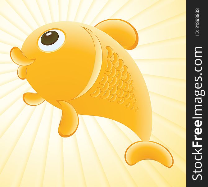 Abstract comic illustration of funny goldfish. Abstract comic illustration of funny goldfish