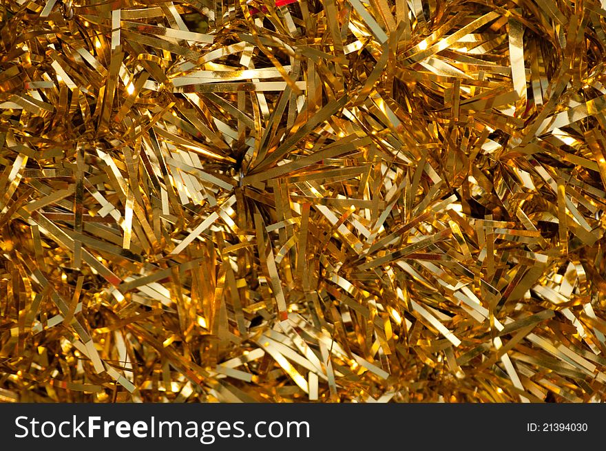 Close-up of golden garlands. Close-up of golden garlands