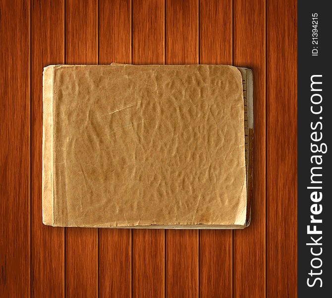 Vector old blank notepad on wooden texture background. Vector old blank notepad on wooden texture background