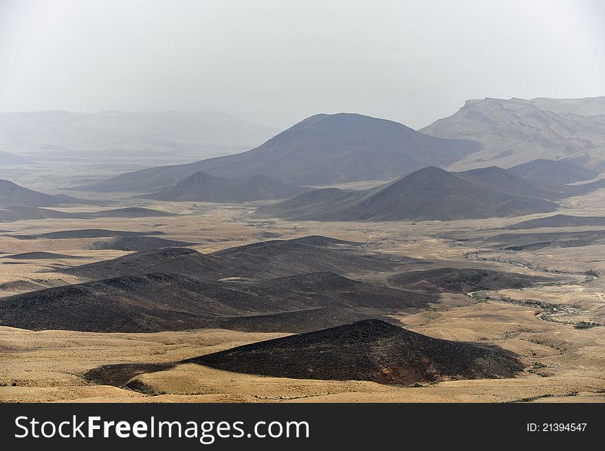 Volcanic formation in Crater Ramon, Negev desert. Volcanic formation in Crater Ramon, Negev desert.