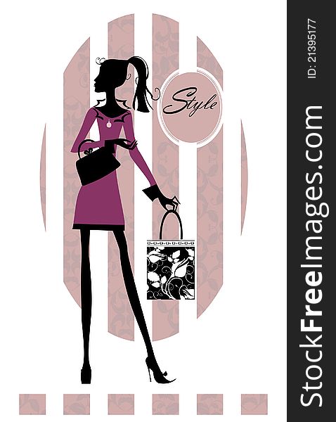 Fashion Girl With Shopping Bag