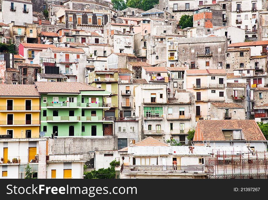 Dense houses in sicilian mountain town Castiglione di Sicilia. Dense houses in sicilian mountain town Castiglione di Sicilia