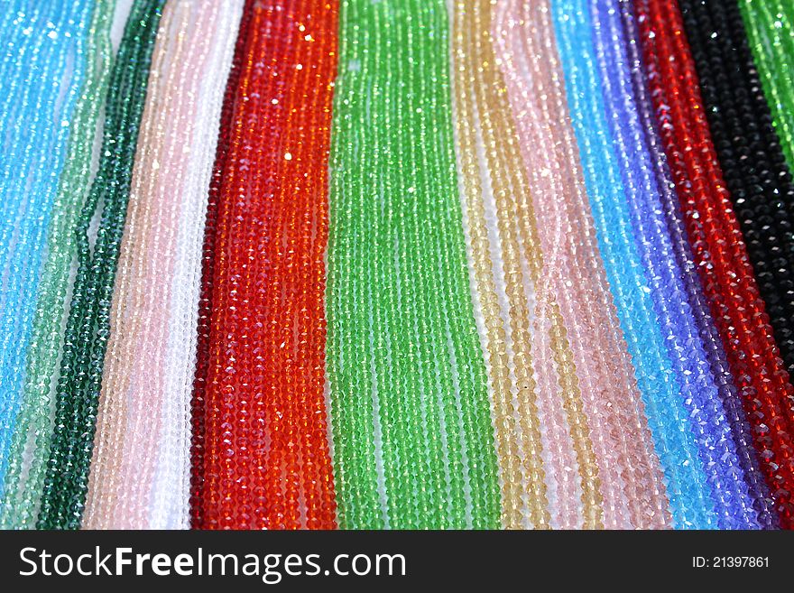 Colorful pearls chains for sale on an indian market