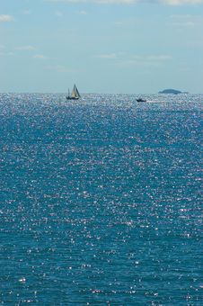 Sailing Boat  In Seascape Stock Photography