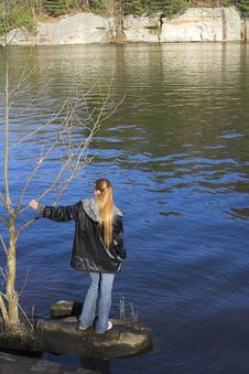 Young Woman At The Lake 2 Stock Photos Young Woman At The Lake 2 Stock Photos