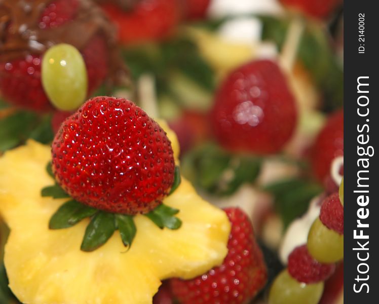 Close-up shot of a fruit bouquet