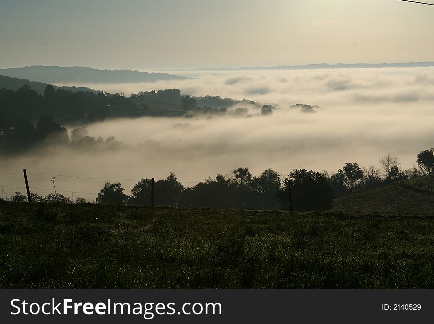 Low clouds in the valley. Low clouds in the valley