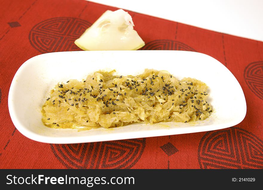 Spaghetti squash dish with sesame seeds