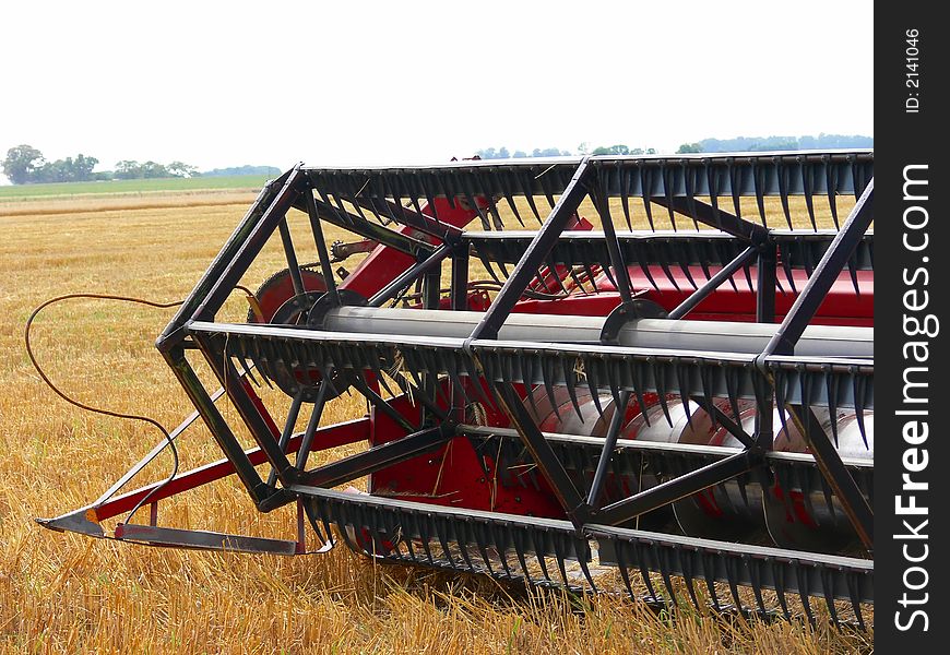 Modern harvester wheat blade detail. Modern harvester wheat blade detail