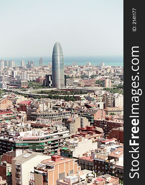 Barcelona cityscape shot from the Sagrade Familia cathedral tower...