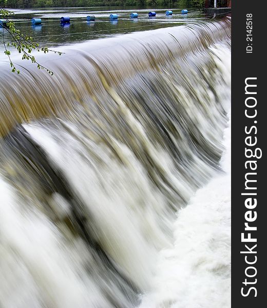 Pepperell, Massachusetts;  Weir in flood during the Spring floods of 2006. Pepperell, Massachusetts;  Weir in flood during the Spring floods of 2006