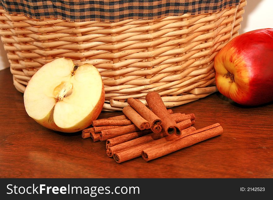 Country kitchen with apples and cinnamon