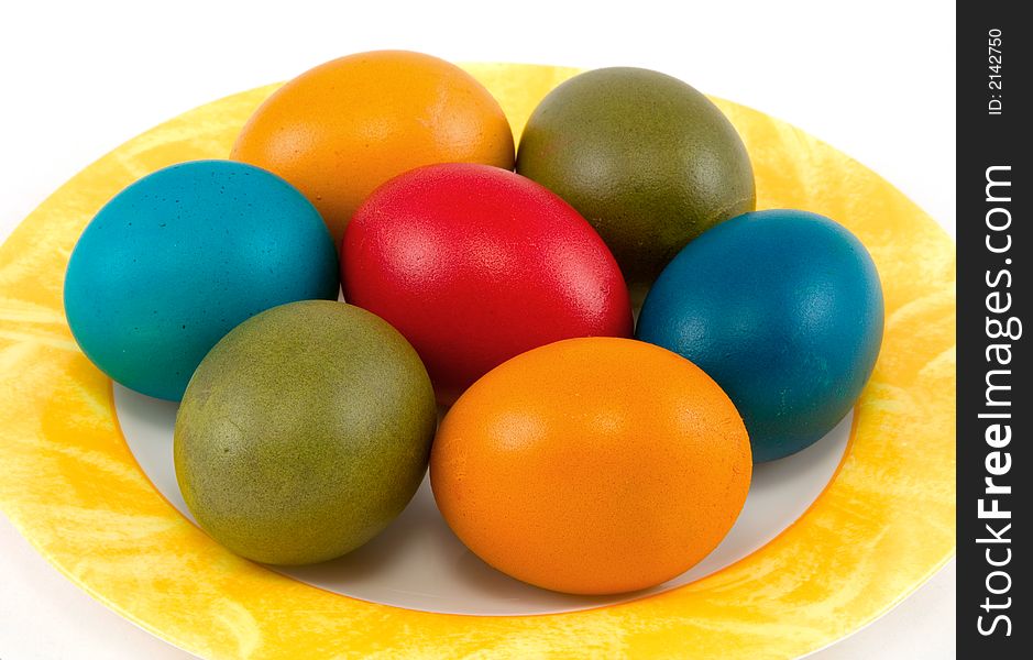 Easter eggs on a plate