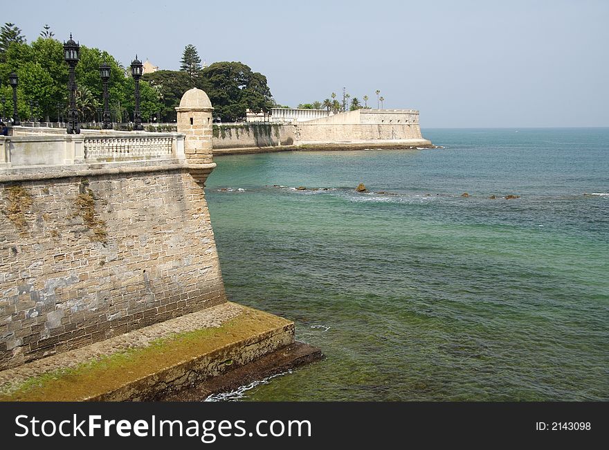 Panorama view of a historical promenade and castle wall