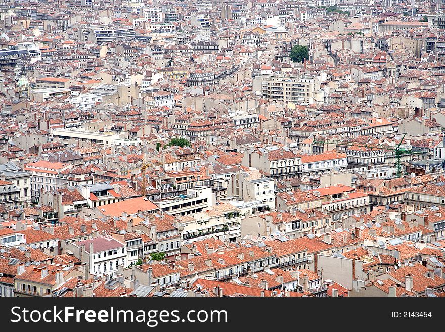 Roof panorama of an european town. Roof panorama of an european town