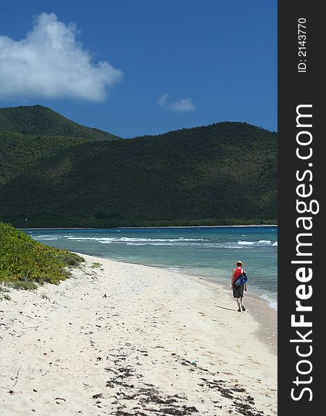 This lone explorer combs the beach on St. John in the USVI. This lone explorer combs the beach on St. John in the USVI.