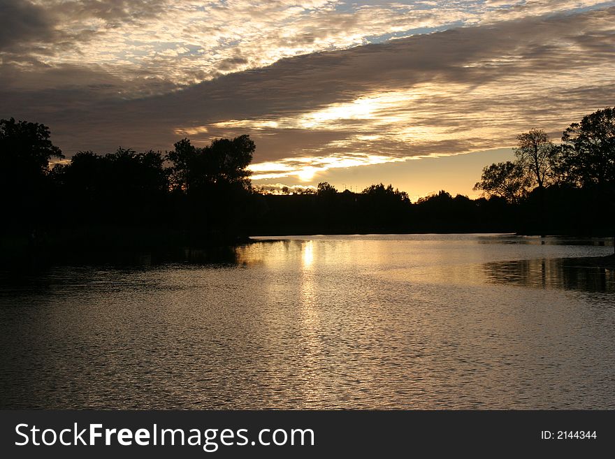 Sunset over the lake