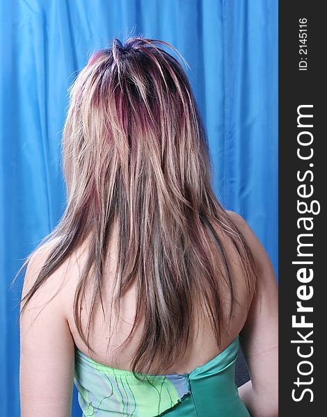 The rear view on a creative hairdress. The rear view on a creative hairdress