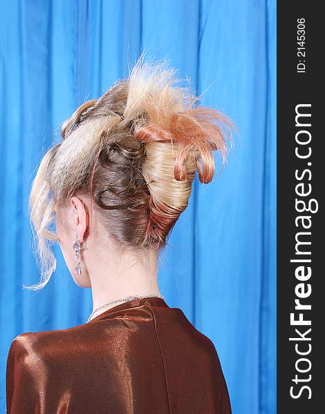 The rear view on a creative hairdress