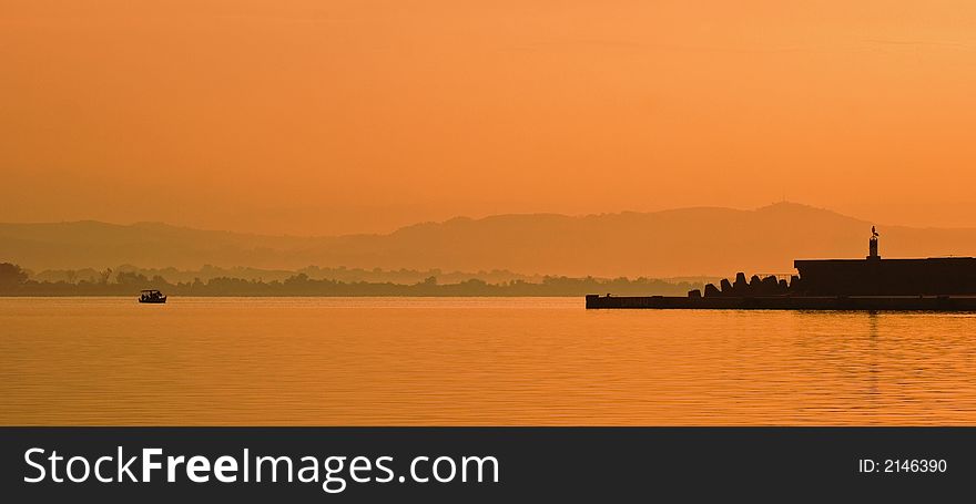 Relaxation view on the sea with boat