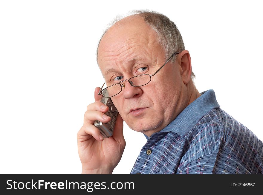 Senior man on the phone