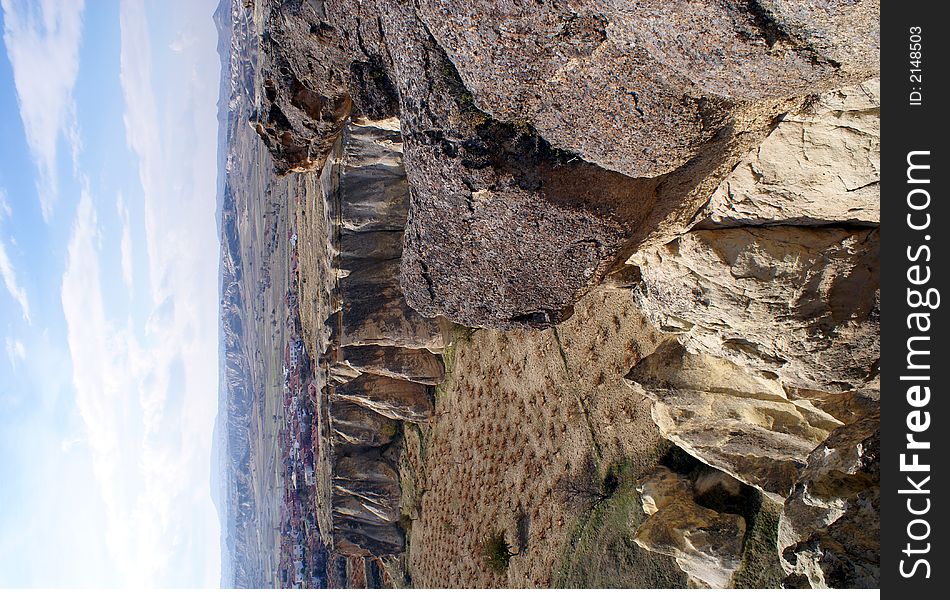 Rock near Chavushin, Cappadocia, Turkey. Rock near Chavushin, Cappadocia, Turkey