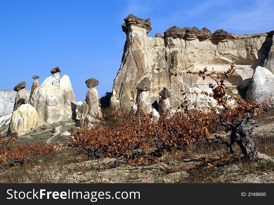 Rock near Chavushin, Cappadocia, Turkey. Rock near Chavushin, Cappadocia, Turkey