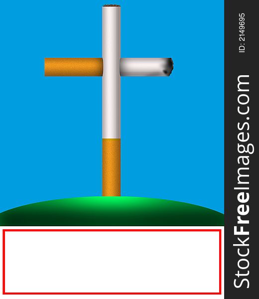 Frame - prevention of harm of smoking as a tomb and cross