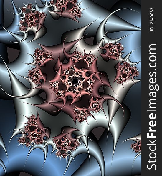 Abstract fractal image resembling rotating thorns