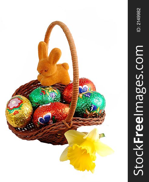 Easter basket isolated on white background. Easter basket isolated on white background