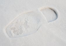 Trace Of The Man S Shoe In The Snow Royalty Free Stock Images