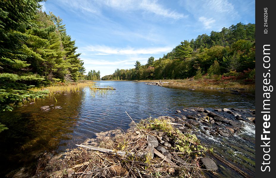 Carpenter Lake clear water, deep forest landscape. Carpenter Lake clear water, deep forest landscape