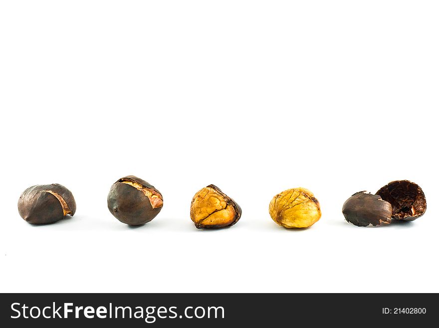 Evolution from cooked chestnuts to that eaten. Evolution from cooked chestnuts to that eaten