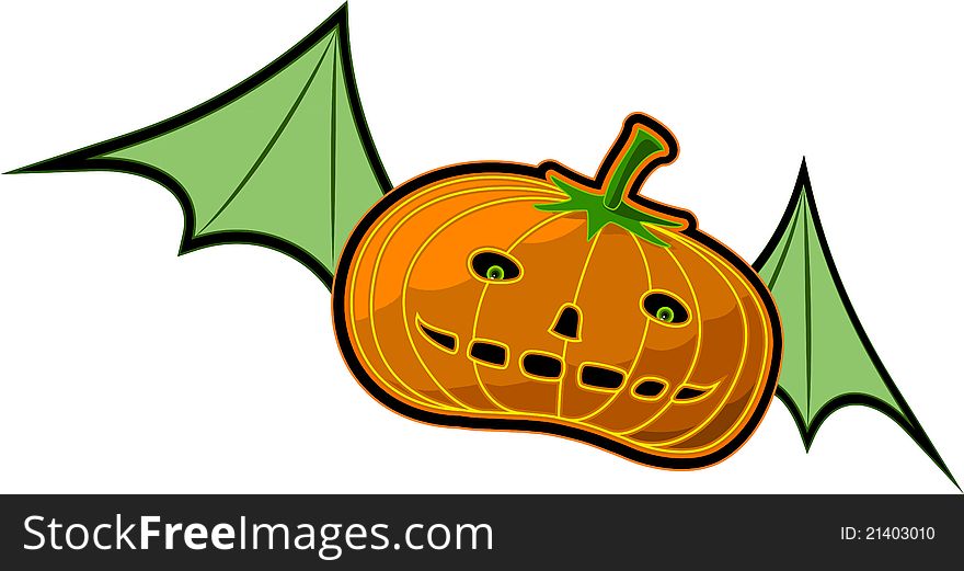 A vector illustration of a flying Pumpkin Can be recolored or scaled without problems and quality loss