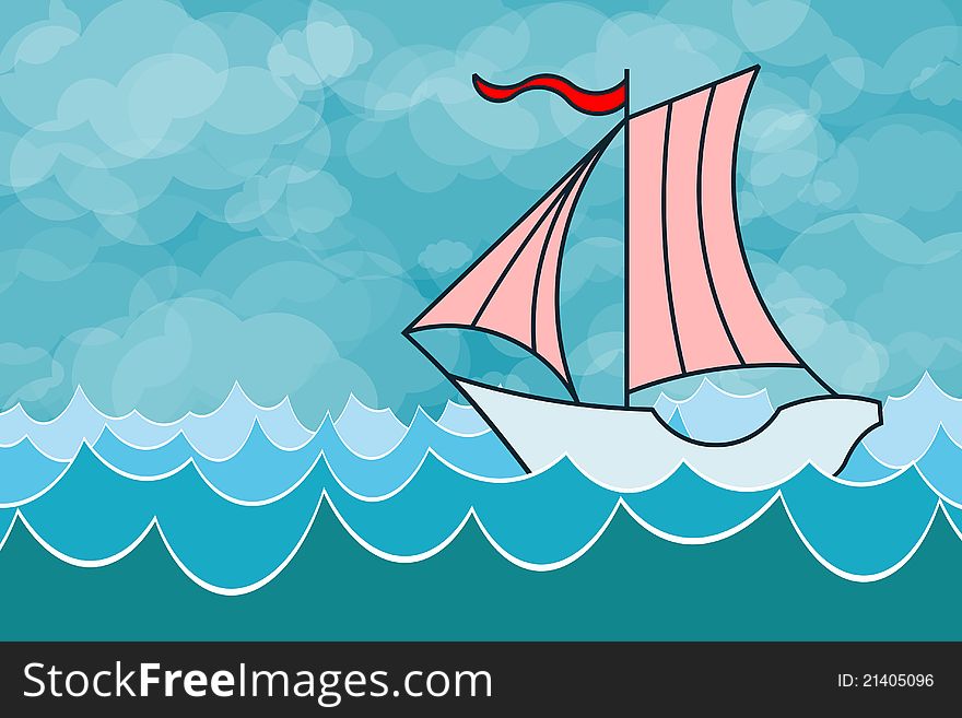 Graphic illustration of Sailing Yacht